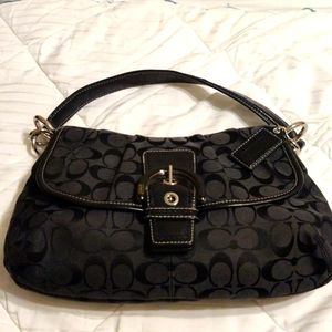 Coach Vintage Monogram Soho Black Pleated Woven Jacquard Large shoulder bag EUC